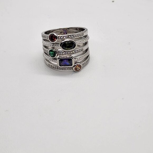 LAST ONE Brand New Sterling Silver 925 Multi Colors Gemstones Ring - Picture 5 of 5